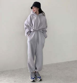 무료/OSS 507-(세트) 뽀글 후드 조거 셋업 허리 스트링 소매단 바지단 고무줄 밴드 모자 부클 후드 봄가을