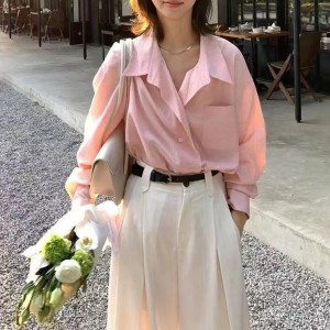 [ONN/ [ST148]루즈핏 포켓 셔츠 카라넥 클래식 프론트 버튼 오픈 클로징 데일리룩 오피스룩 모던 남방