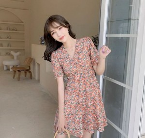 [제이스/ 로맨틱 프렌치 쉬폰 원피스 브이넥 여성스러운 여리여리 꽃패턴 로맨틱룩 데이트룩 일살룩