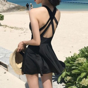 DOO/ 23798530 투라인 백 크로스 원피스 수영복 원피스 몸매보정 치마 세트 비키니 바지 여름 휴가 물놀이 모노키니
