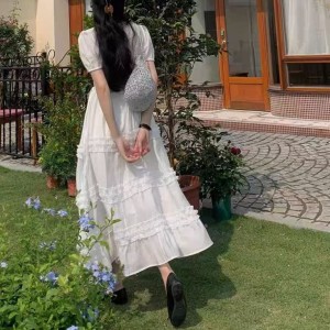 무료 ONN/ [OPS1454] 여름 반팔 허리 라인 프릴 캉캉 퍼프 반팔 롱 원피스 데이트룩 모임룩 프릴 무늬 스커트