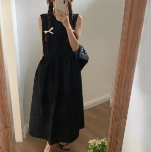 ONN [OPS1481]주름 포켓 루즈핏 롱 원피스
