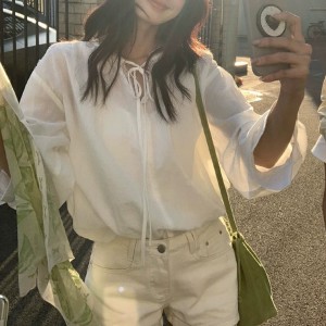 ONN [BL673]시스루 레이스 루즈핏 블라우스